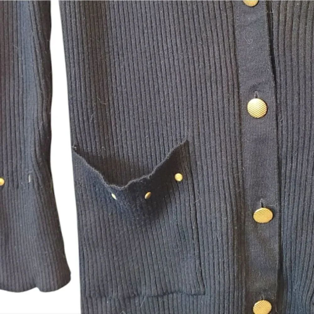 Cache Black Ribbed Studded Button Front Cardigan - Picture 4 of 5
